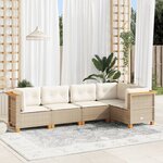 vidaXL Salon de jardin avec coussins 5 Pièces beige résine tressée