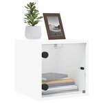 vidaXL Tables de chevet avec portes en verre 2 Pièces blanc 35x37x35 cm