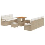 vidaXL Ensemble de canapé de jardin avec coussin 10 Pièces Beige et crème
