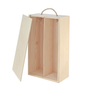Boîte coffret bois 2 bouteilles couvercle coulissant 34 x 18 x 9.5 cm
