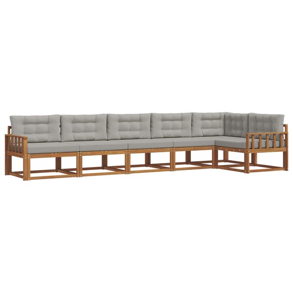 vidaXL Ensemble de canapés d'extérieur 6 Pièces Naturel et gris clair