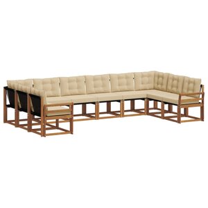 vidaXL Ensemble de canapés d'extérieur 10 pc Naturel et Beige