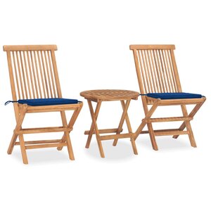 vidaXL Ensemble à manger d'extérieur pliable avec coussin 3 Pièces Teck