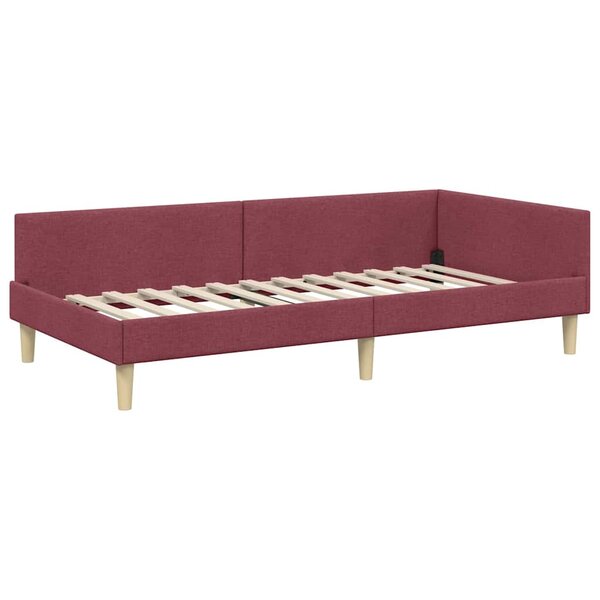 vidaXL Cadre de lit d'angle Autre Rouge bordeaux 100 x 200 cm