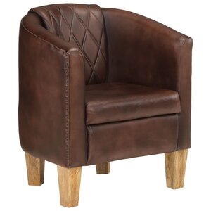 vidaXL Fauteuil Marron foncé Cuir véritable