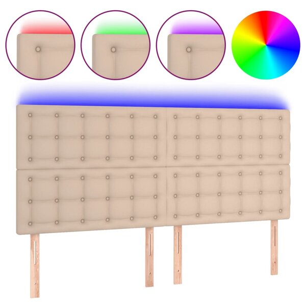 vidaXL Tête de lit à LED Cappuccino 200x5x118/128 cm Similicuir