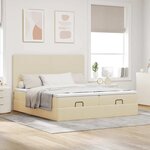 VidaXL Cadre de lit ottoman avec matelas crème 160x200 cm tissu