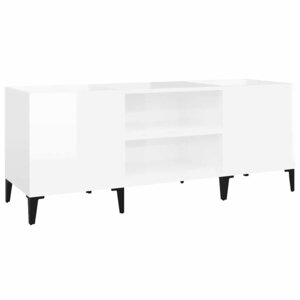 vidaXL Armoire à disques blanc brillant 121x38x48 cm bois d'ingénierie