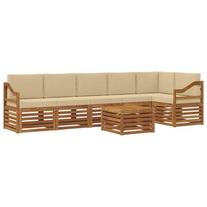 vidaXL Ensemble de canapé d'angle avec coussin 7 Pièces Naturel et Beige
