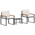 vidaXL Ensembles de meubles 3 Pièces Noir et blanc crème Rotin