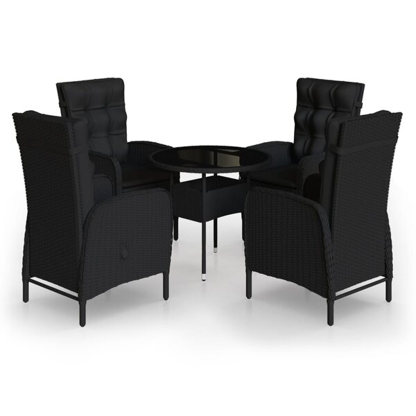 vidaXL Ensemble de bistro de jardin 5 Pièces Résine tressée Noir