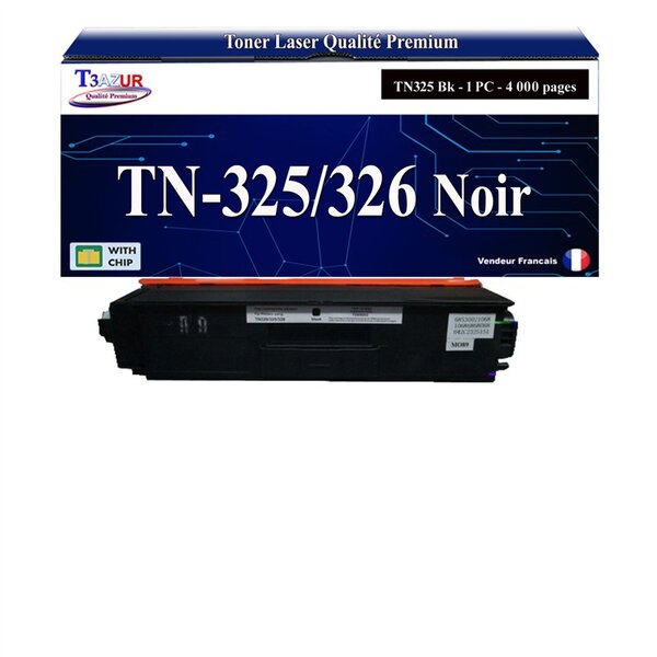 T3AZUR - Toner compatible avec Brother TN326 pour Brother HL-L8250CDN  HL-L8300  HL-L8350CDW  HL-L8350CDWT Noire - 4 000 pages