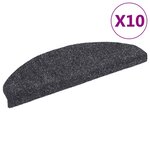 vidaXL Tapis d'escalier autocollants 10 pièces 65 x 21 x 4 cm Gris foncé Demi-rond Grand