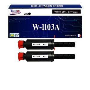 T3AZUR -2xToners compatibles avec HP W1103A (103A) pour HP Neverstop Laser 1000a  1000n  1000w  MFP 1200a  1200n  1200nw  1200w