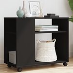 vidaXL Table d'appoint avec roues noir 70x35x60 cm bois d'ingénierie