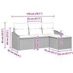 vidaXL Ensemble de canapé de jardin 4 pièces avec coussins Noir Rattan Poly