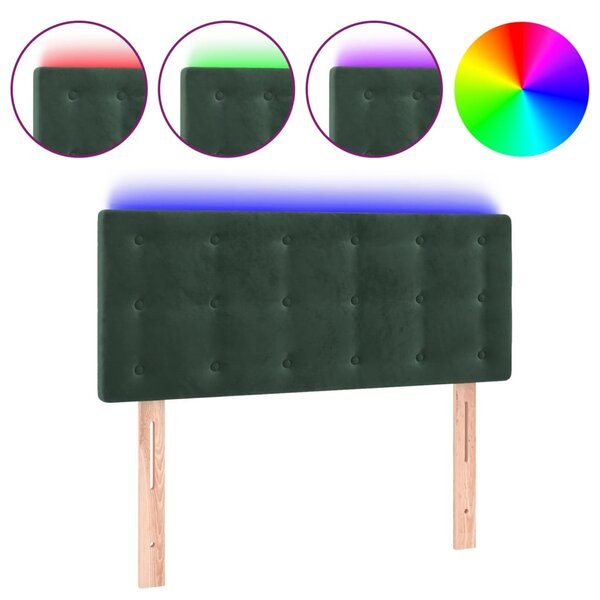 vidaXL Tête de lit à LED Vert foncé 80x5x78/88 cm Velours