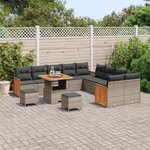vidaXL Ensemble de canapé de jardin avec coussin 13 Pièces Gris