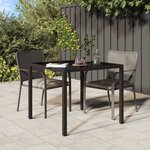 vidaXL Table de jardin 90x90x75 cm Verre trempé/résine tressée Marron