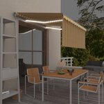 vidaXL Auvent manuel rétractable avec store LED 3x2 5 m Jaune et blanc