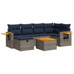 vidaXL Salon de jardin avec coussins 7 Pièces gris résine tressée