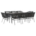 vidaXL Ensemble à manger de jardin coussins 9Pièces noir poly rotin verre