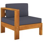 vidaXL Canapé de jardin 3 places et coussins gris foncé Acacia massif