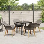 vidaXL Ensemble de salle à manger pour jardin 5 Pièces Gris polyrotin