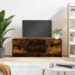 vidaXL Meuble TV chêne fumé 102x30x37 5 cm bois d'ingénierie