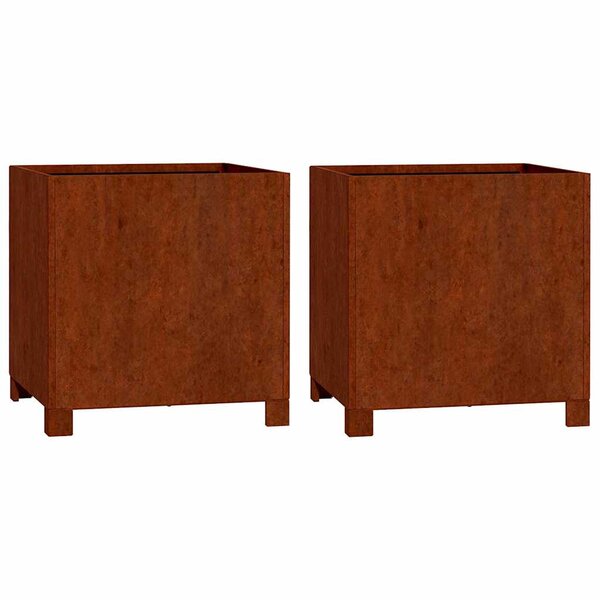 vidaXL Jardinières avec pieds 2 Pièces Rouillé 40x40x40 cm Acier corten