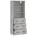 vidaXL Buffet haut Gris béton 69 5x34x180 cm Bois d'ingénierie