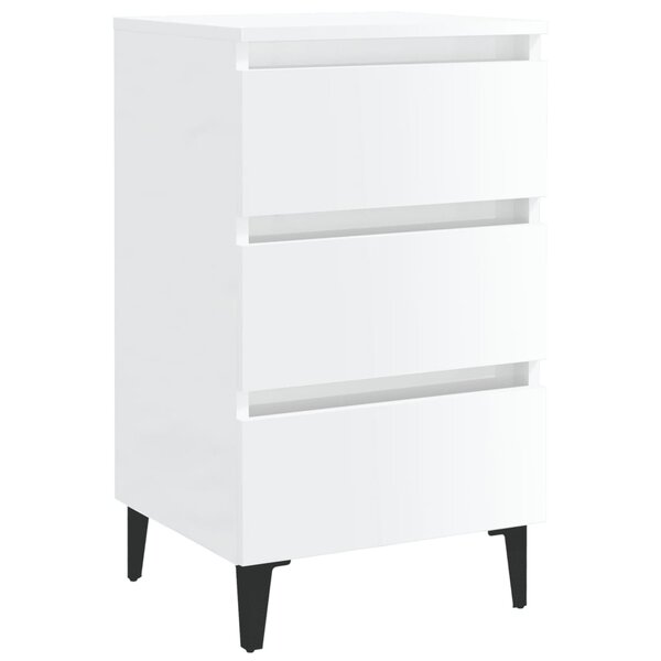 vidaXL Table de chevet avec pieds en métal blanc brillant 40x35x69 cm