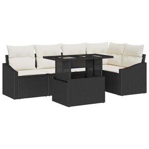 vidaXL Ensemble de canapé de jardin avec coussin 6 Pièces Noir et Crème