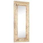 vidaXL Miroir sculpté à la main 110x50x2 6 cm Bois de manguier solide