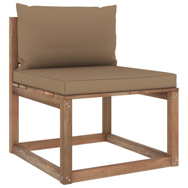 vidaXL Canapé de milieu palette de jardin avec coussins taupe