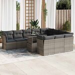 vidaXL Salon de jardin 11 Pièces avec coussins gris résine tressée