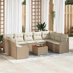 vidaXL Ensemble de canapé de jardin 10 Pièces Beige  blanc