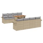 vidaXL Salon de jardin 9 pièces avec coussins en poly rattan beige