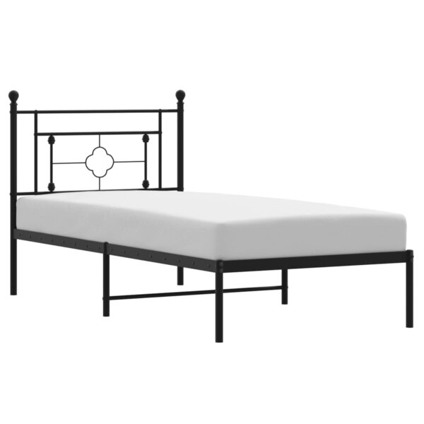 vidaXL Cadre de lit métal sans matelas avec tête de lit noir 90x200 cm