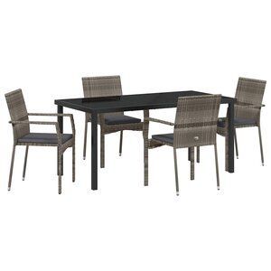 vidaXL Ensemble de salle à manger pour jardin 5 Pièces Gris polyrotin