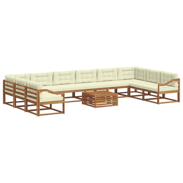 vidaXL Ensemble de canapés d'extérieur 11 Pièces Naturel et Crème