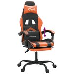 vidaXL Chaise de jeu avec repose-pied Noir et orange Similicuir