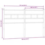 vidaXL Tête de lit chêne fumé 140 cm fer et bois d'ingénierie