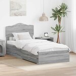 vidaXL Cadre de lit Gris Sonoma 90 x 190 cm Bois d'ingénierie