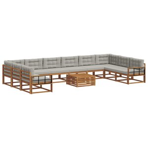 vidaXL Ensemble de canapés d'extérieur 11 Pièces Gris Naturel et Clair