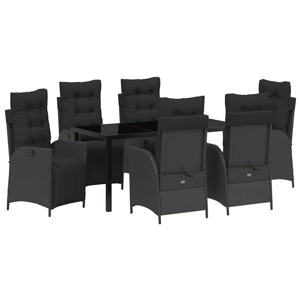 vidaXL Ensemble de salle à manger pour jardin 7 Pièces Noir Poly rotin
