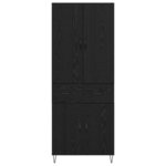 vidaXL Haut Armoire 2 Pièces Chêne noir Bois d'ingénierie et verre