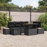 vidaXL Ensemble de canapé de jardin 7 Pièces Noir polyrotin