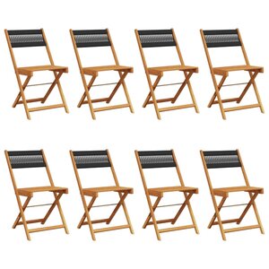vidaXL Chaises de jardin pliantes lot de 8 noir bois d'acacia massif