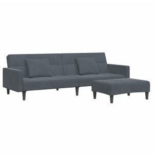vidaXL Canapé-lit à 2 places avec repose-pied gris foncé velours